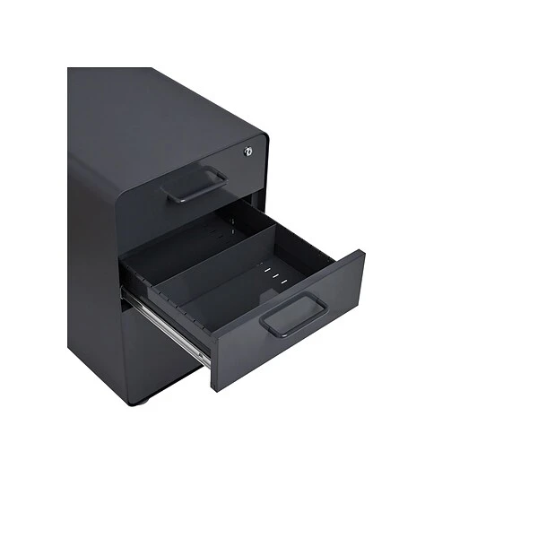 Poppin Stow 3-Drawer Vertical File Cabinet, Mobile/Pedestal, Charcoal, Letter/Legal, 20"D (103695) - Image 3