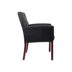 Boss Office Products Box Arm Faux Leather Guest Chair, Black/Mahogany (B619)
