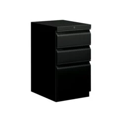 HON Brigade 3-Drawer Vertical File Cabinet, Mobile/Pedestal, Letter, Black, 22.88"D (HON33723RP)