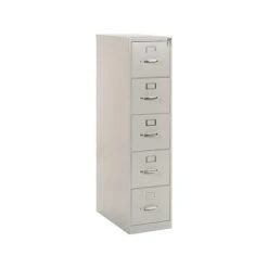 HON 310 Series 5-Drawer Vertical File Cabinet, Locking, Letter, Gray, 26.5"D (H315.P.Q)