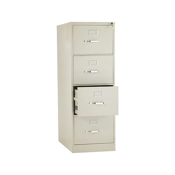 HON 310 Series 4-Drawer Vertical File Cabinet, Locking, Legal, Putty/Beige, 26.5"D (H314C.P.L)