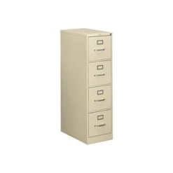 HON 510 Series 4-Drawer Vertical File Cabinet, Locking, Letter, Putty/Beige, 25"D (HON514PL)