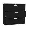 HON Brigade 600 Series 3-Drawer Lateral File Cabinet, Locking, Letter/Legal, Black, 42"W (H693.L.P)