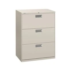 HON Brigade 600 Series 3-Drawer Lateral File Cabinet, Locking, Letter/Legal, Gray, 30"W (H673.L.Q)