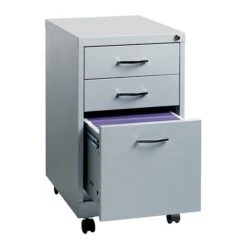 3-Drawer Metal File Cabinet, Platinum, 19" Deep (21027)