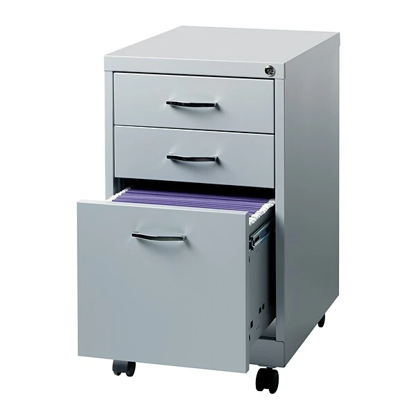3-Drawer Metal File Cabinet, Platinum, 19" Deep (21027) - Image 2