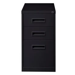 3-Drawer Mobile File Cabinet With Wheels, Black, 19" Deep (19528)