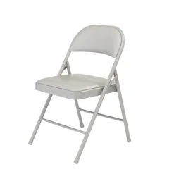NPS Commercialine 950 Series Vinyl Upholstered Commercialine Folding Chairs, Gray/Gray, 4 Pack (952/4)