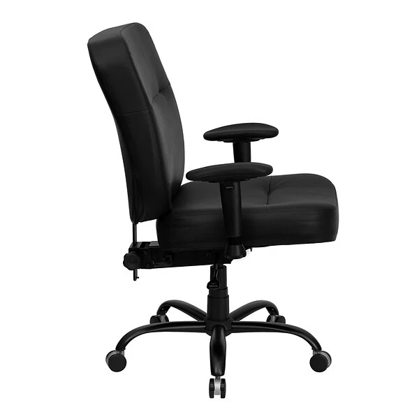 Flash Furniture HERCULES Series Leather/Faux Leather Office Big & Tall Chair, Black (WL735SYGBKLEAA) - Image 2