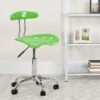 Flash Furniture Elliott Armless Plastic And Chrome Task Office Chair With Tractor Seat, Apple Green And Chrome (LF214APLGN)