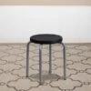 Flash Furniture Stackable Stool With Black Seat And Silver Powder Coated Frame, Black