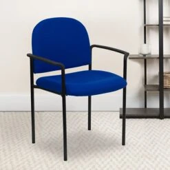 Flash Furniture Fabric Stackable Steel Side Chairs W/Arms (BT5161NVY)
