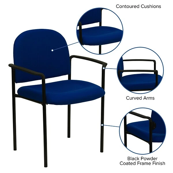 Flash Furniture Fabric Stackable Steel Side Chairs W/Arms (BT5161NVY) - Image 4