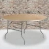 Flash Furniture 60'' Round Heavy Duty Birchwood Folding Banquet Table With Metal Edges, Silver