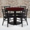 Flash Furniture 36'' Round Mahogany Laminate Table Set W/4 Ladder Back Vinyl Seat Chairs (RSRB1030)