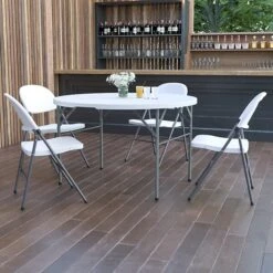 Flash Furniture 48'' Round Bi-Fold Granite White Plastic Folding Table (DAD122RZ)