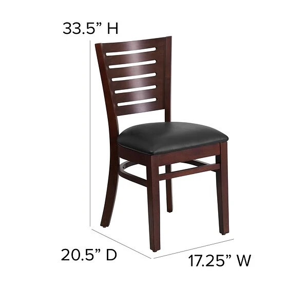 Flash Furniture Darby Series Slat-Back Wood Restaurant Chair, Walnut Finish W/Black Vinyl Seat - Image 4