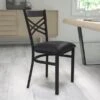 Flash Furniture Hercules Series Black X-Back Metal Restaurant Chair, Black Vinyl Seat XU6FOBXBKBLKV