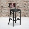 Flash Furniture Traditional Vinyl Restaurant Barstool With Back, Black (XUDG118MAHBBKV)