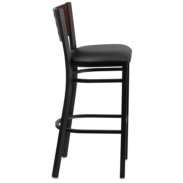 Flash Furniture Traditional Vinyl Restaurant Barstool With Back, Black (XUDG118MAHBBKV) - Image 4