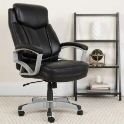 Flash Furniture HERCULES Series Ergonomic LeatherSoft Swivel Big & Tall Executive Office Chair, Black (GO18501LEA)