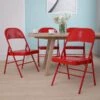 Flash Furniture HERCULES Series Metal Folding Chair, 4/Pk (4BDF002RED)