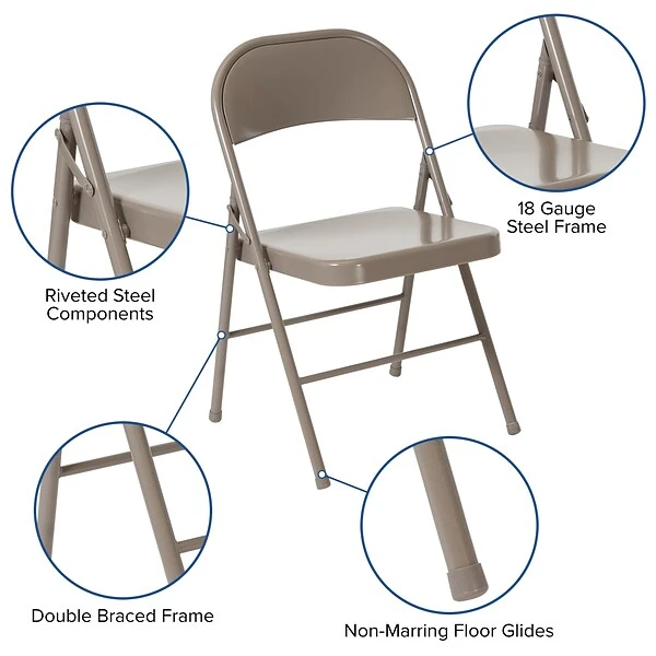 Flash Furniture HERCULES Series Metal Folding Chair (BDF002GY) - Image 4