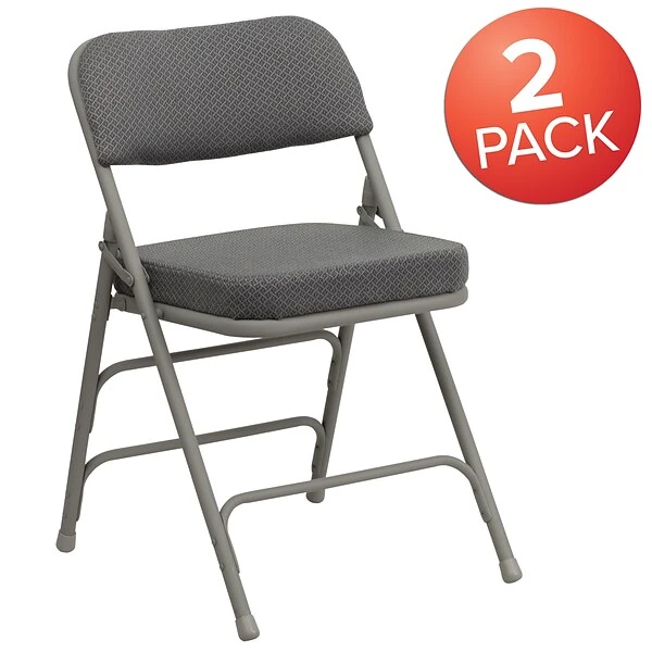 Flash Furniture HERCULES Series Fabric Folding Chair, Gray, 2/Pack (2HAMC320AFGRY) - Image 2